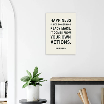 Dalai Lama 'Happiness' Quote Art Poster - Minimalist Black & Cream Inspirational Print in Various Sizes
