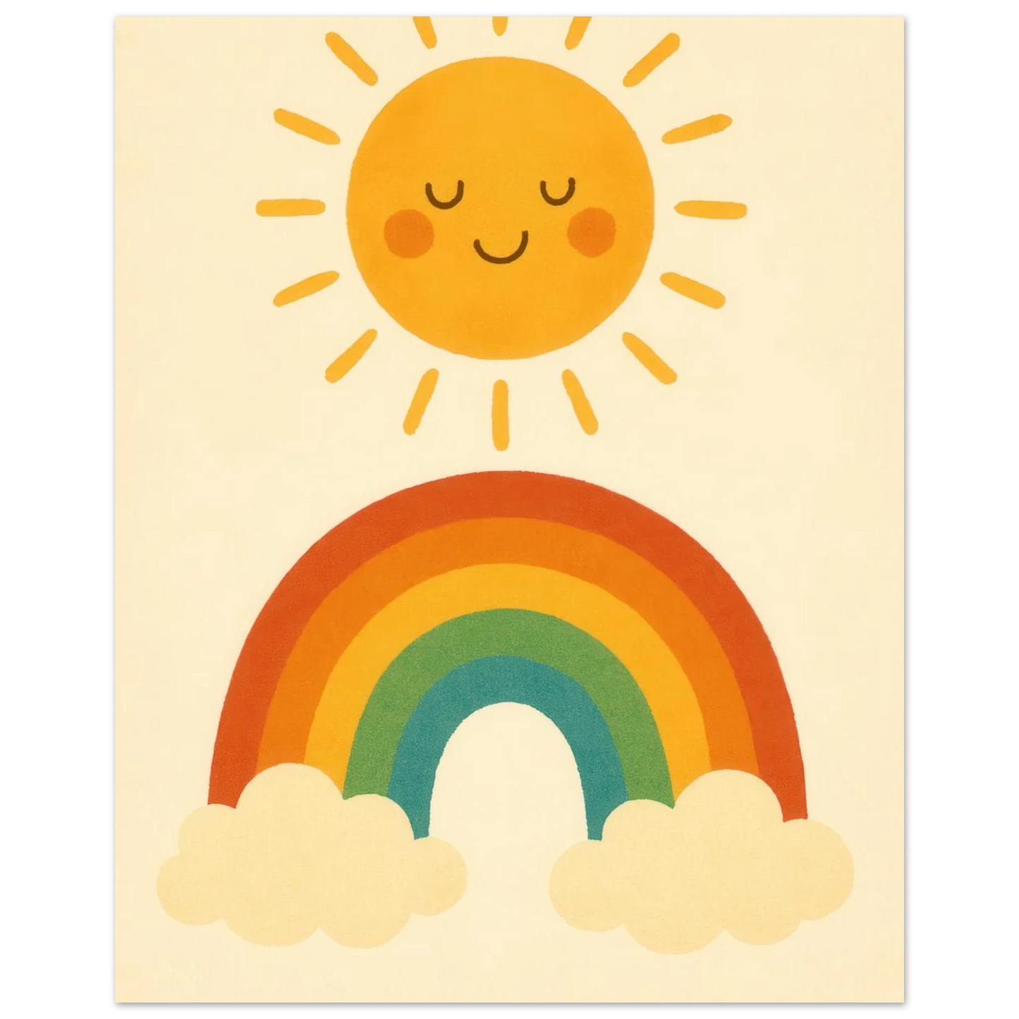 Happy Sun & Rainbow Art Print – Bring Joyful, Whimsical Vibes to Your Space in Multiple Sizes