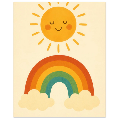 Happy Sun & Rainbow Art Print – Bring Joyful, Whimsical Vibes to Your Space in Multiple Sizes