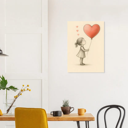 Heartfelt Wishes: Charming Little Girl with Balloon Art Print
