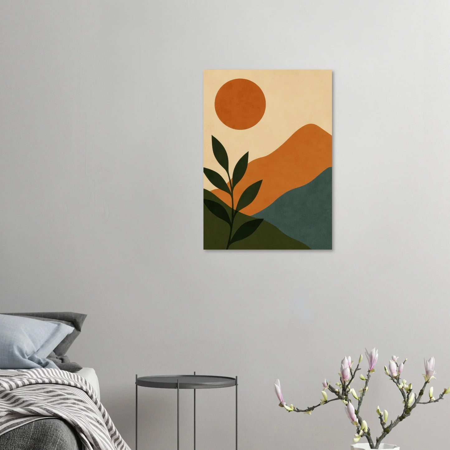 Minimalist Landscape Art Print – Earthy Tones & Botanical Poster for Boho Decor, available in 29 Sizes