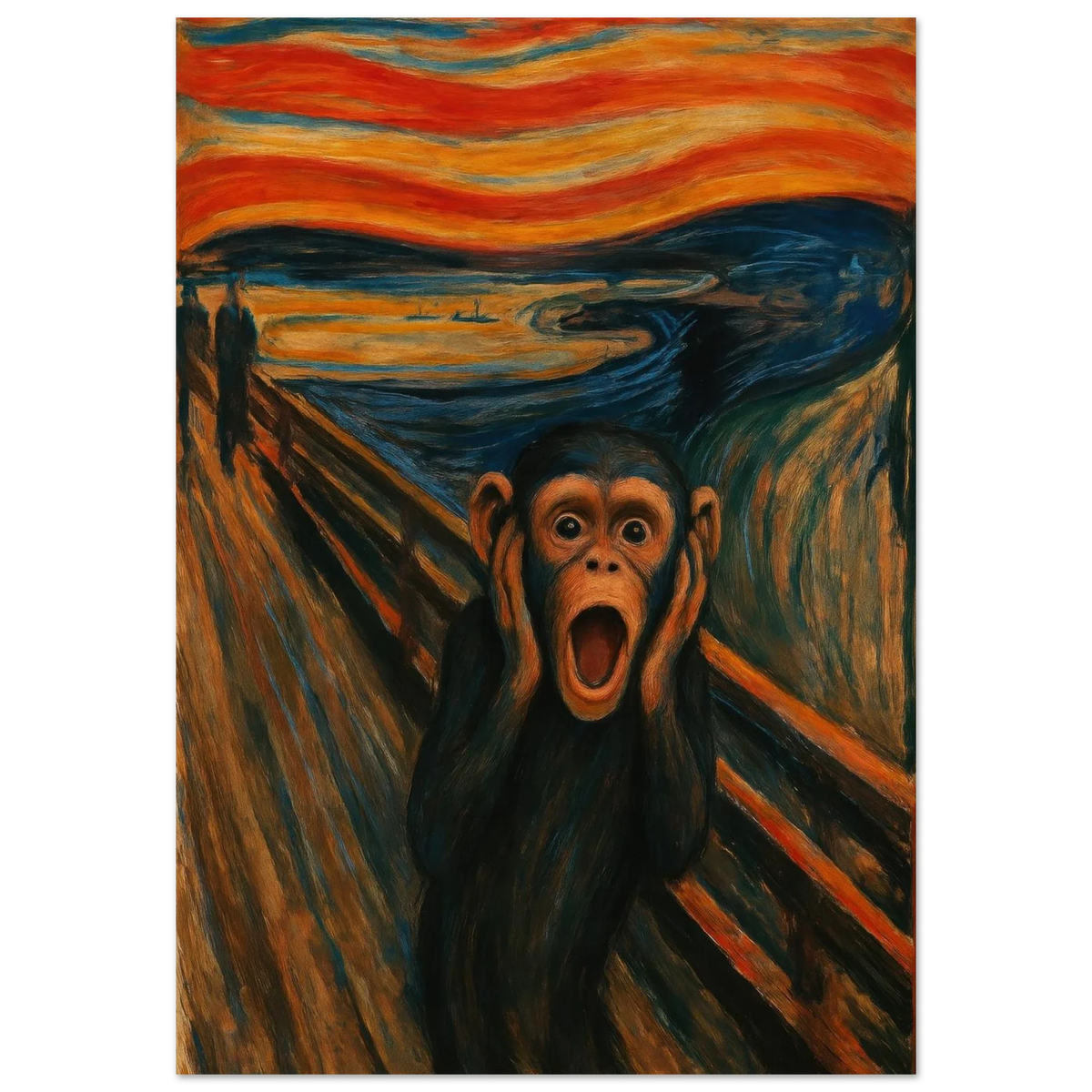 Munk-ey Scream Art Print - Expressive Chimp Masterpiece Poster