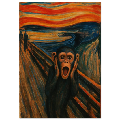 Munk-ey Scream Art Print - Expressive Chimp Masterpiece Poster