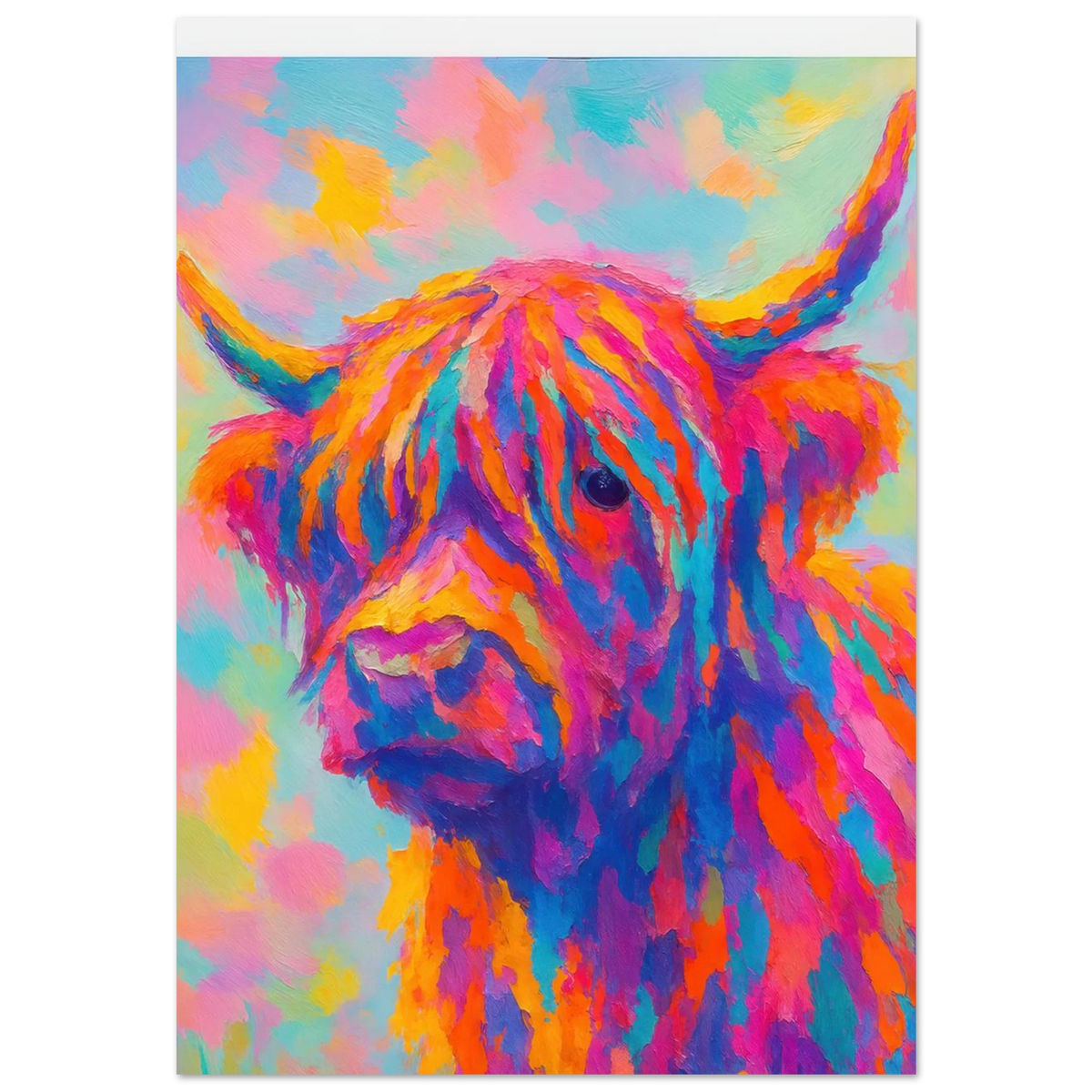 Djur: Vibrant Pop Art Highland Cow Print – Colorful Abstract Animal Wall Art for Modern Homes