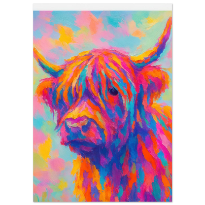 Djur: Vibrant Pop Art Highland Cow Print – Colorful Abstract Animal Wall Art for Modern Homes