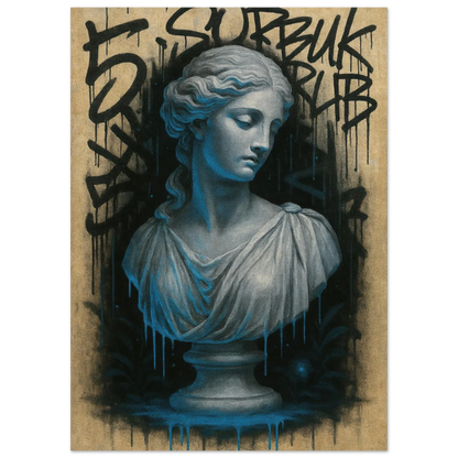 Neon Drip Graffiti Bust Poster - Modern Classic Wall Art in Various Sizes