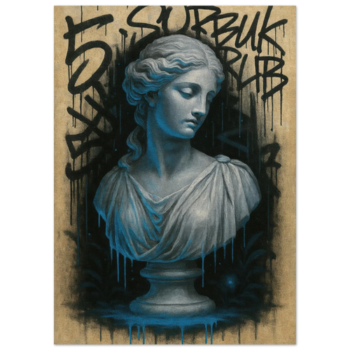 Neon Drip Graffiti Bust Poster - Modern Classic Wall Art in Various Sizes