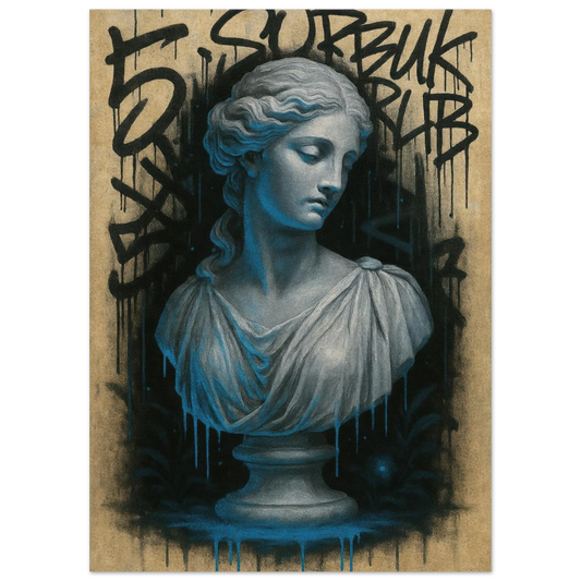 Neon Drip Graffiti Bust Poster - Modern Classic Wall Art in Various Sizes