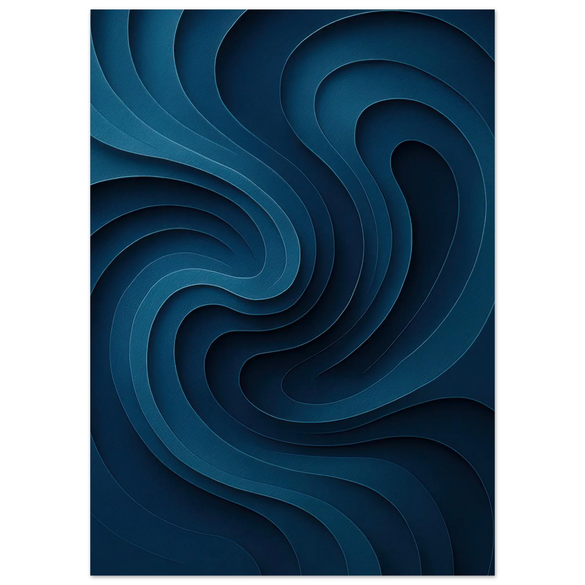 Deep Ocean Swirl Abstract Poster Print: Minimalist Curves in Indigo & Teal – Elevate Your Space with Modern Art
