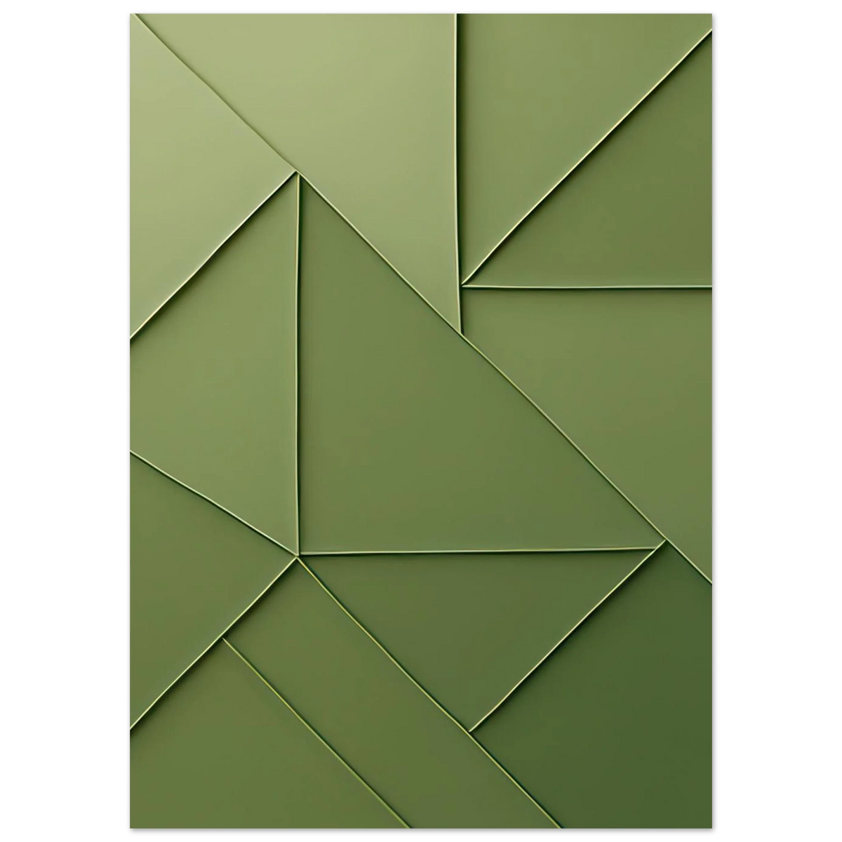 Abstrakt Minimalist Konsttryck i Gröna Nyanser – Modern Geometrisk Väggkonst