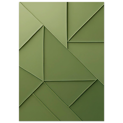 Abstrakt Minimalist Konsttryck i Gröna Nyanser – Modern Geometrisk Väggkonst