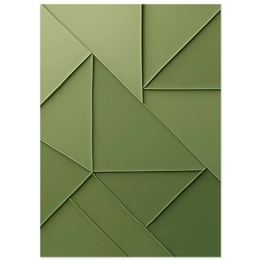 Abstrakt Minimalist Konsttryck i Gröna Nyanser – Modern Geometrisk Väggkonst