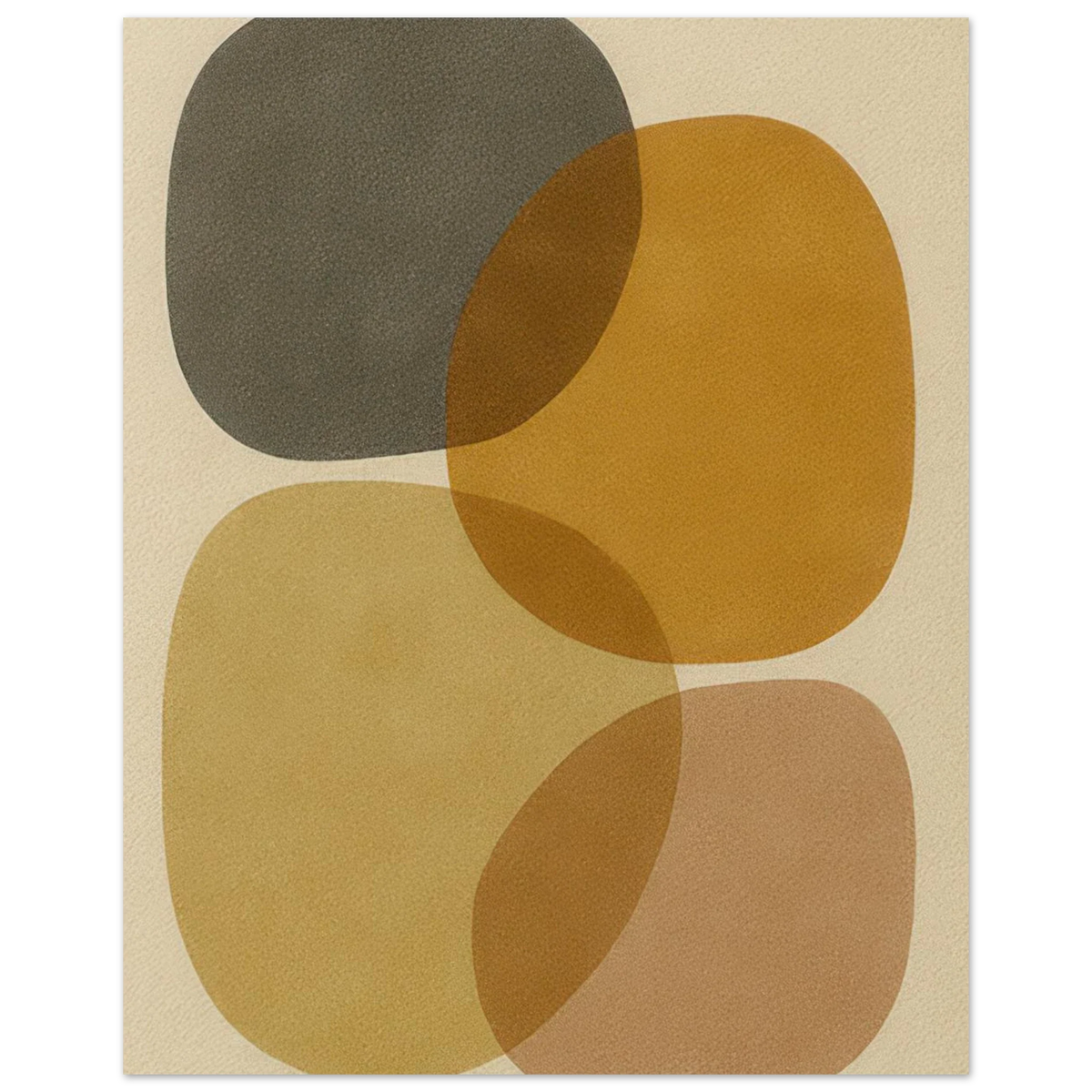 Abstrakt Jordnära Minimalistisk Konsttryck - Modern Geometri i Varma Nyanser