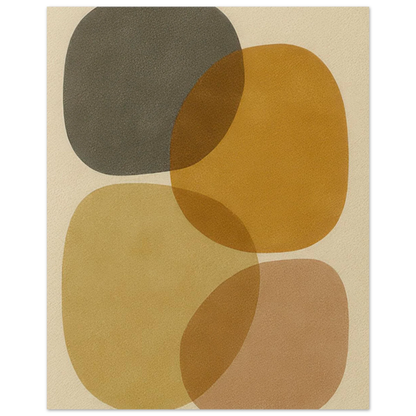 Abstrakt Jordnära Minimalistisk Konsttryck - Modern Geometri i Varma Nyanser