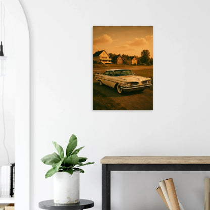 Retro Sunset Drive Poster - Vintage Car Art Print in Warm Sepia Tones, Available in 29 Sizes