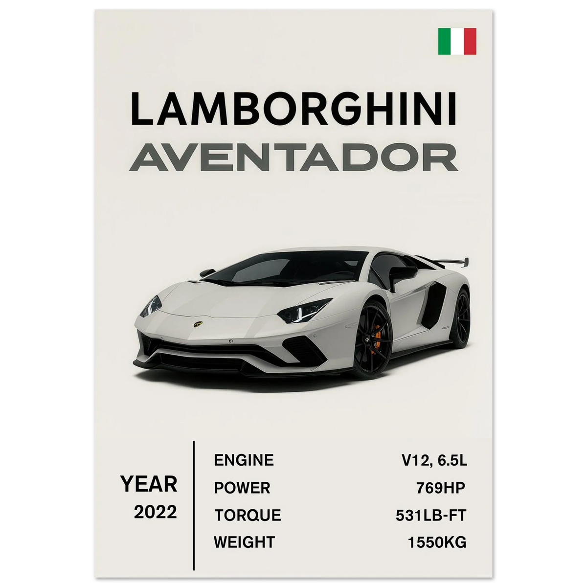 Lamborghini Aventador Modern Bilaffisch - Lyxig Superbil Konstavla