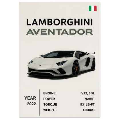Lamborghini Aventador Modern Bilaffisch - Lyxig Superbil Konstavla