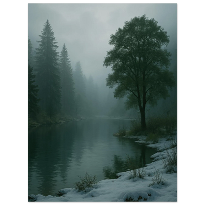 Mystical Winter Lake Landscape Premium Poster