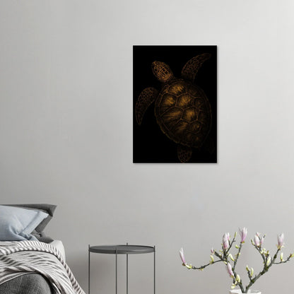 Djur: Golden Sea Turtle Art Print – Timeless Ocean Elegance for Your Home, Available in Multiple Sizes