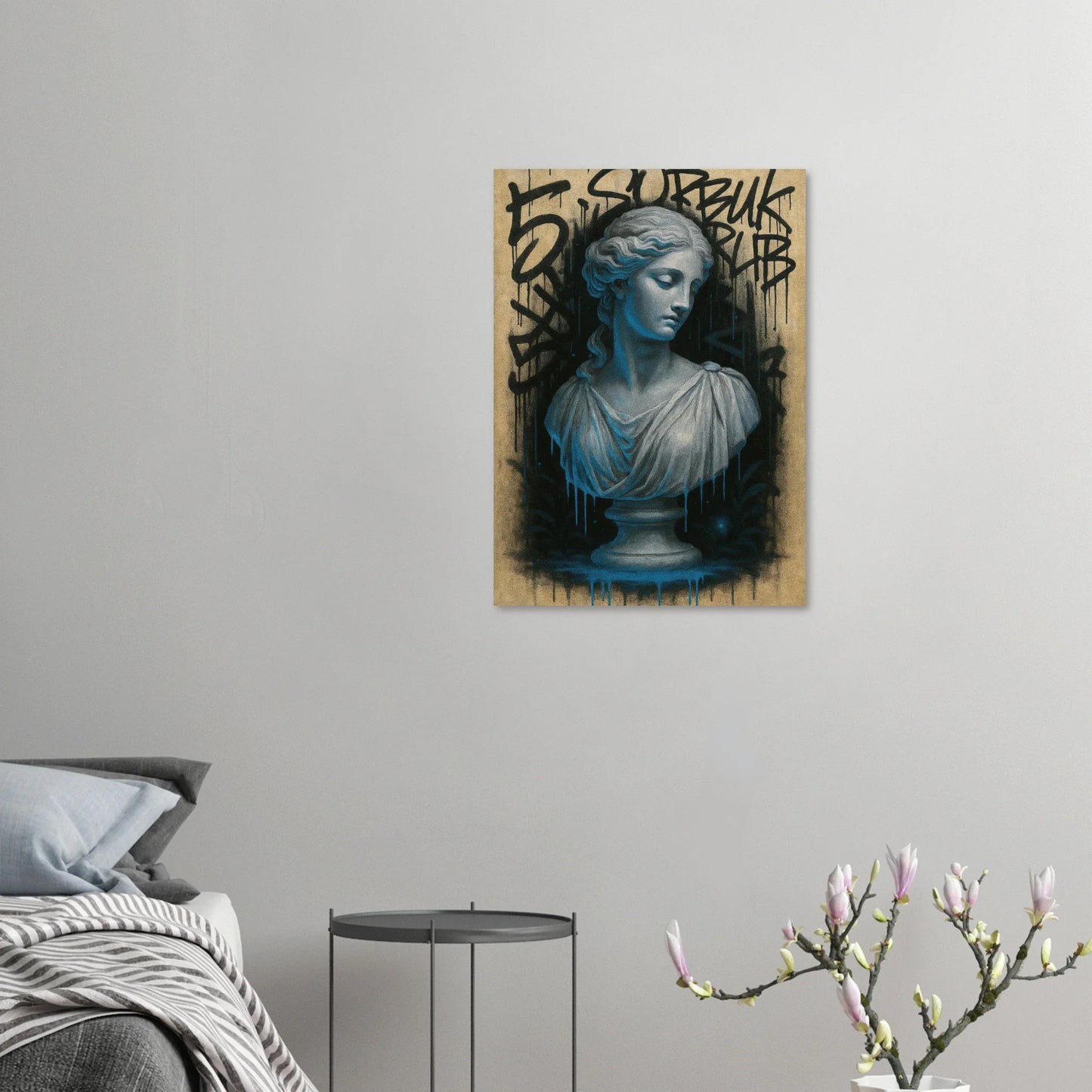 Neon Drip Graffiti Bust Poster - Modern Classic Wall Art in Various Sizes