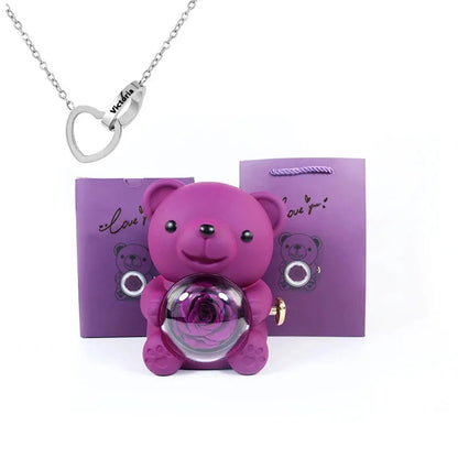 Evig ros nallebjörn med halsband