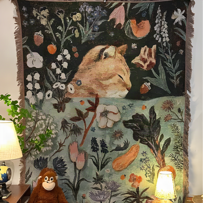 Illustrated Woven Throw Blanket
