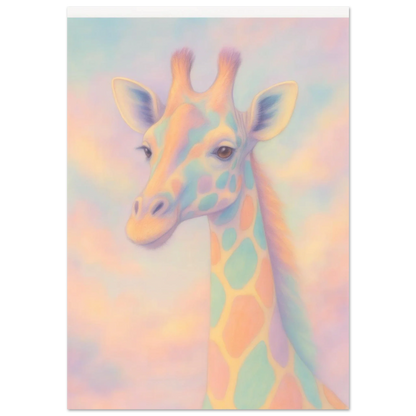 Pastellfärgad Giraff Konstaffisch – Drömsk Djurtavla i Mjuka Ton-i-Ton Nyanser