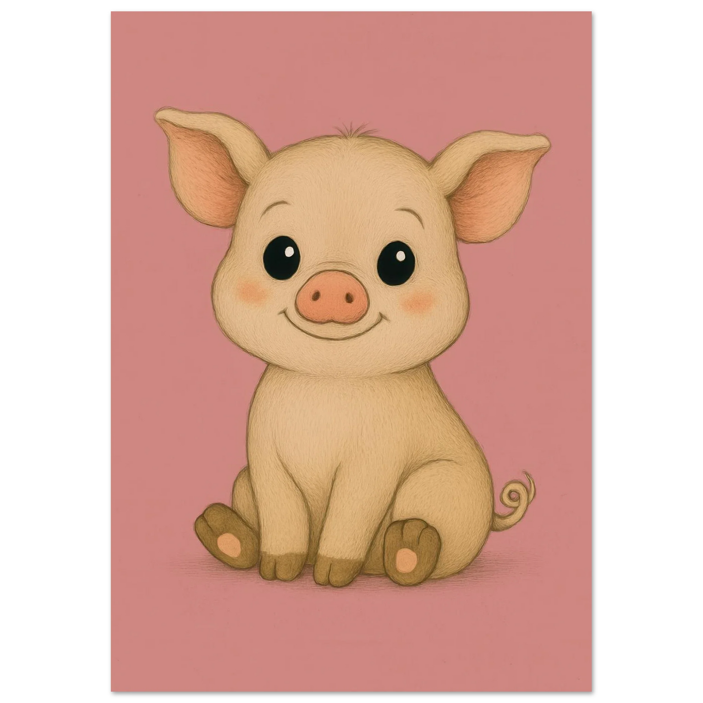 Charming Baby Piglet Art Print – Adorable Farmhouse Decor for Nursery & Kids' Rooms