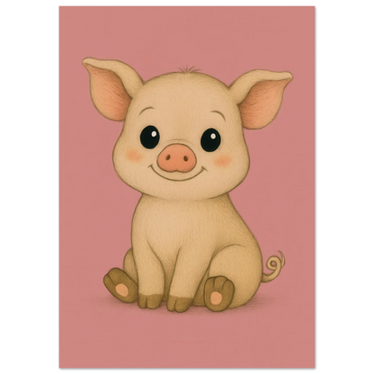 Charming Baby Piglet Art Print – Adorable Farmhouse Decor for Nursery & Kids' Rooms