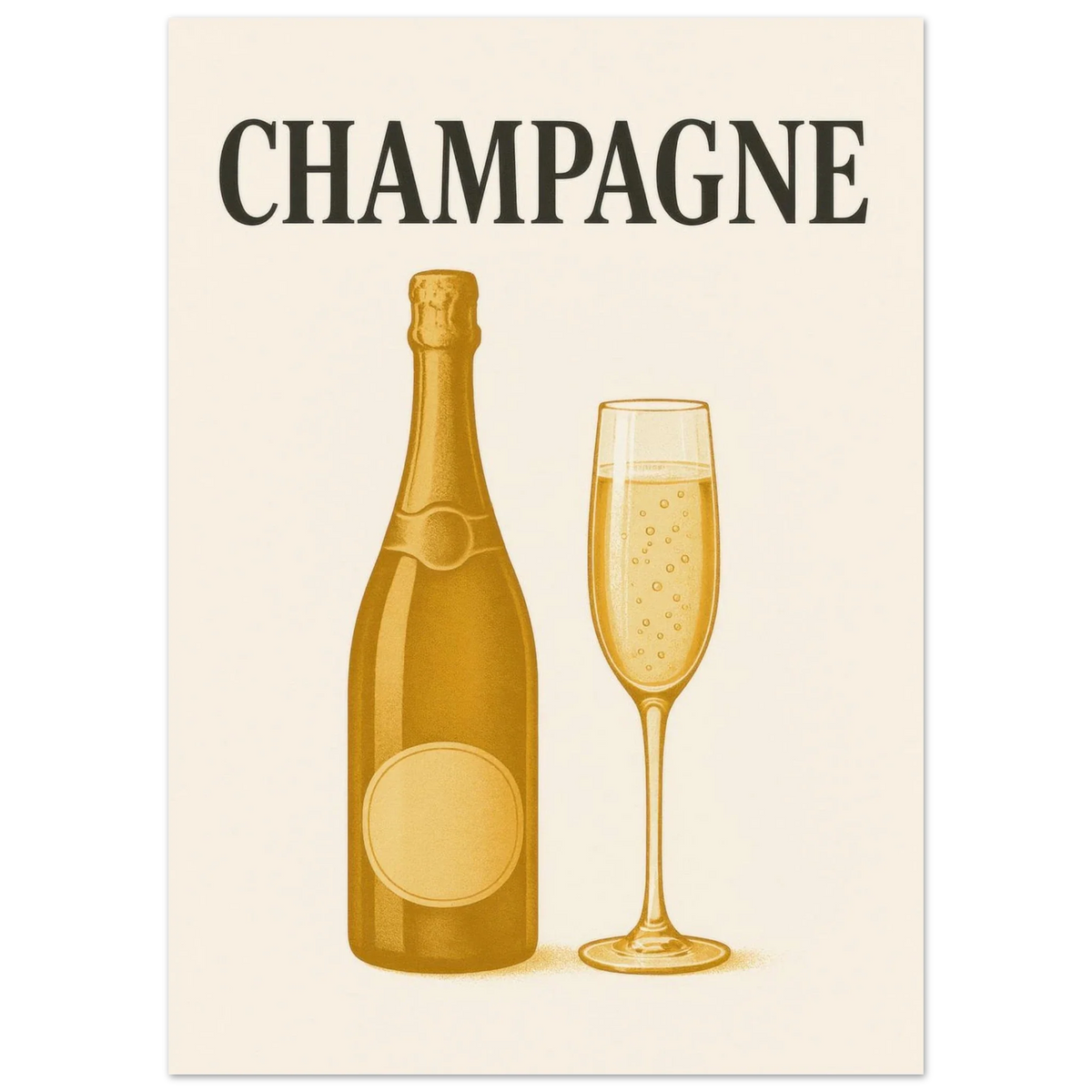 Vintage Champagne Celebration Poster - Elegant Art Print for Your Home Bar or Kitchen
