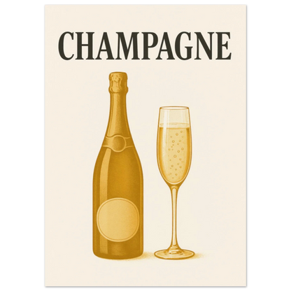 Vintage Champagne Celebration Poster - Elegant Art Print for Your Home Bar or Kitchen