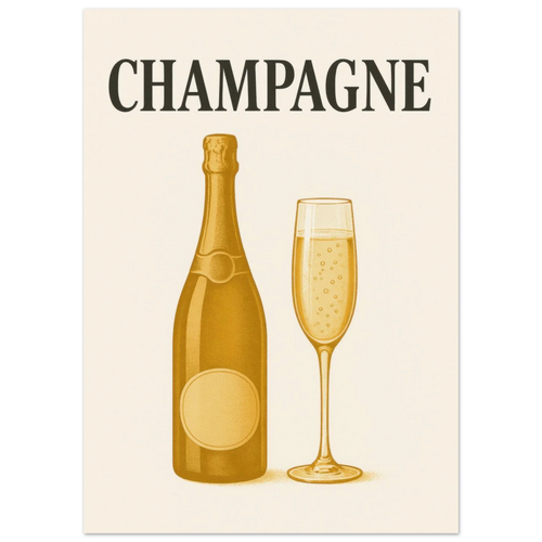 Vintage Champagne Celebration Poster - Elegant Art Print for Your Home Bar or Kitchen