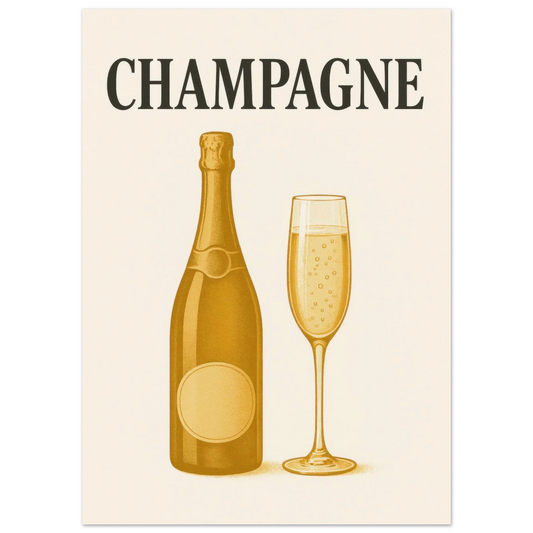 Vintage Champagne Celebration Poster - Elegant Art Print for Your Home Bar or Kitchen