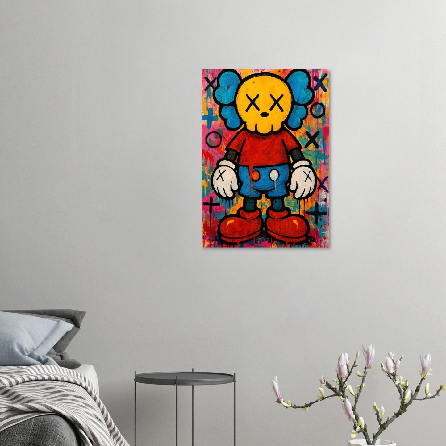 Pop Art Poster - Mickey Mouse Inspired Character with Skull Face Design