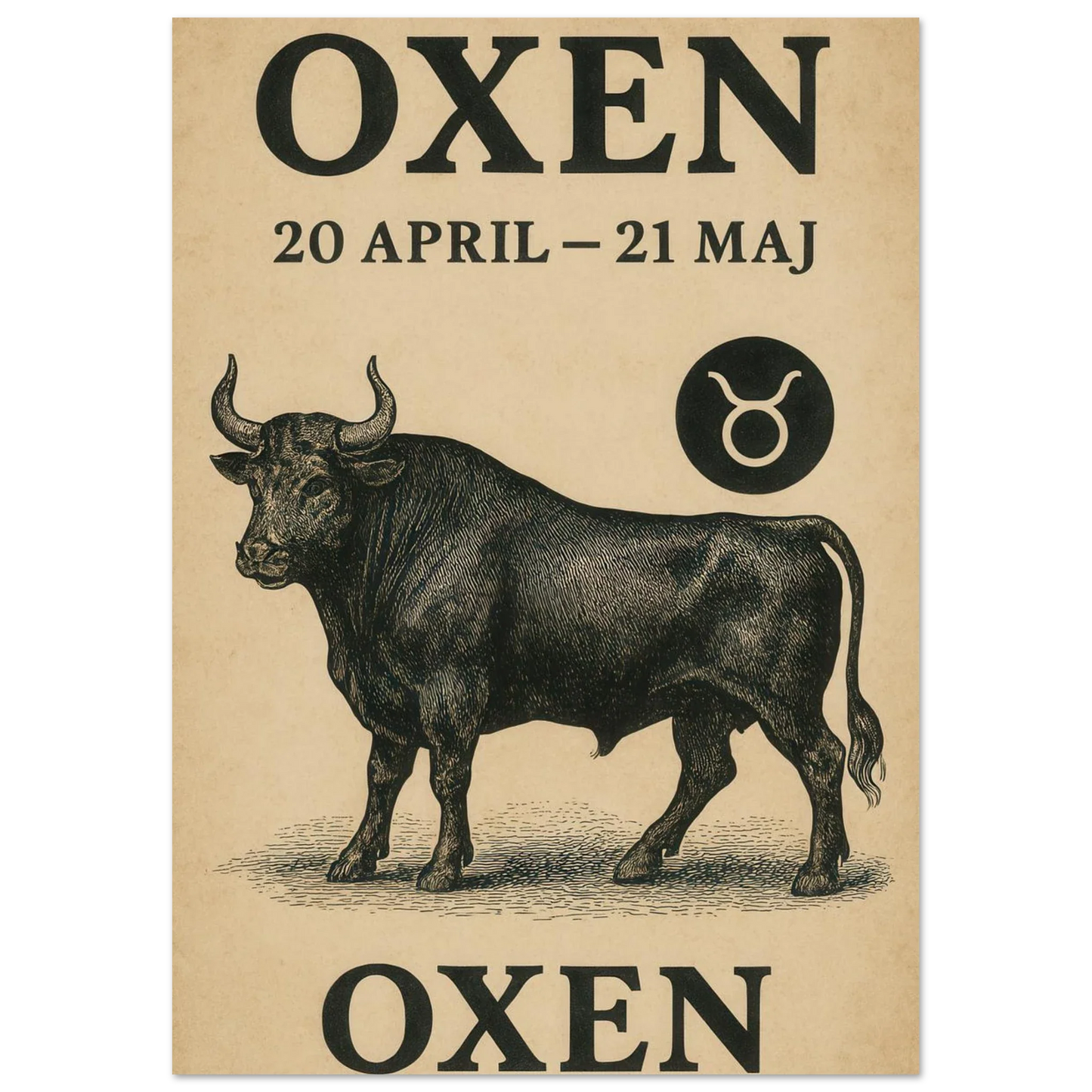 Taurus Zodiac Sign Art Print | Vintage Horoscope Poster for April-May Birthdays