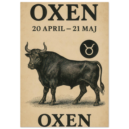 Taurus Zodiac Sign Art Print | Vintage Horoscope Poster for April-May Birthdays
