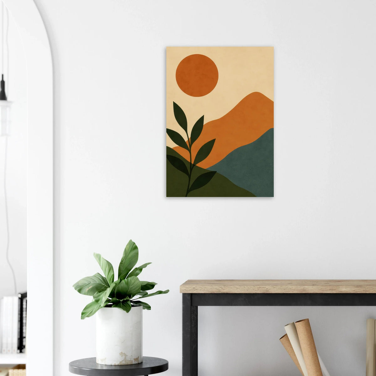 Minimalist Landscape Art Print – Earthy Tones & Botanical Poster for Boho Decor, available in 29 Sizes