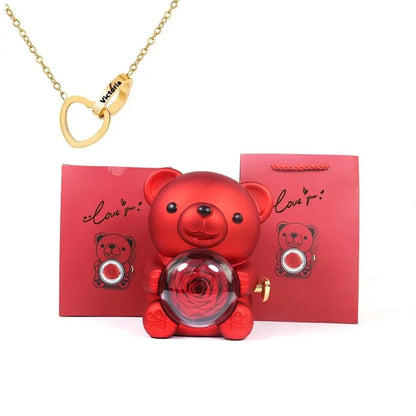 Evig ros nallebjörn med halsband