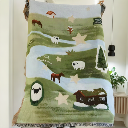 Illustrated Woven Throw Blanket