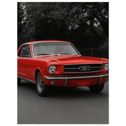 Klassisk Röd Mustang Poster - Tidlös Bilkonst för Entusiasten