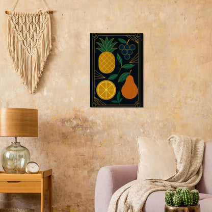 Frukter: Elegant Art Deco Frukt Poster – Lyxig Väggkonst med Gyllene Detaljer