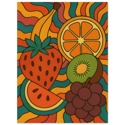 Frukter – Retro Fruity Swirls Art Print for a Pop of Vibrant Color