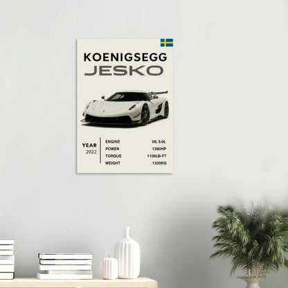 Koenigsegg Jesko Art Print – Svensk Bil Design Affisch för Motorsport Entusiaster