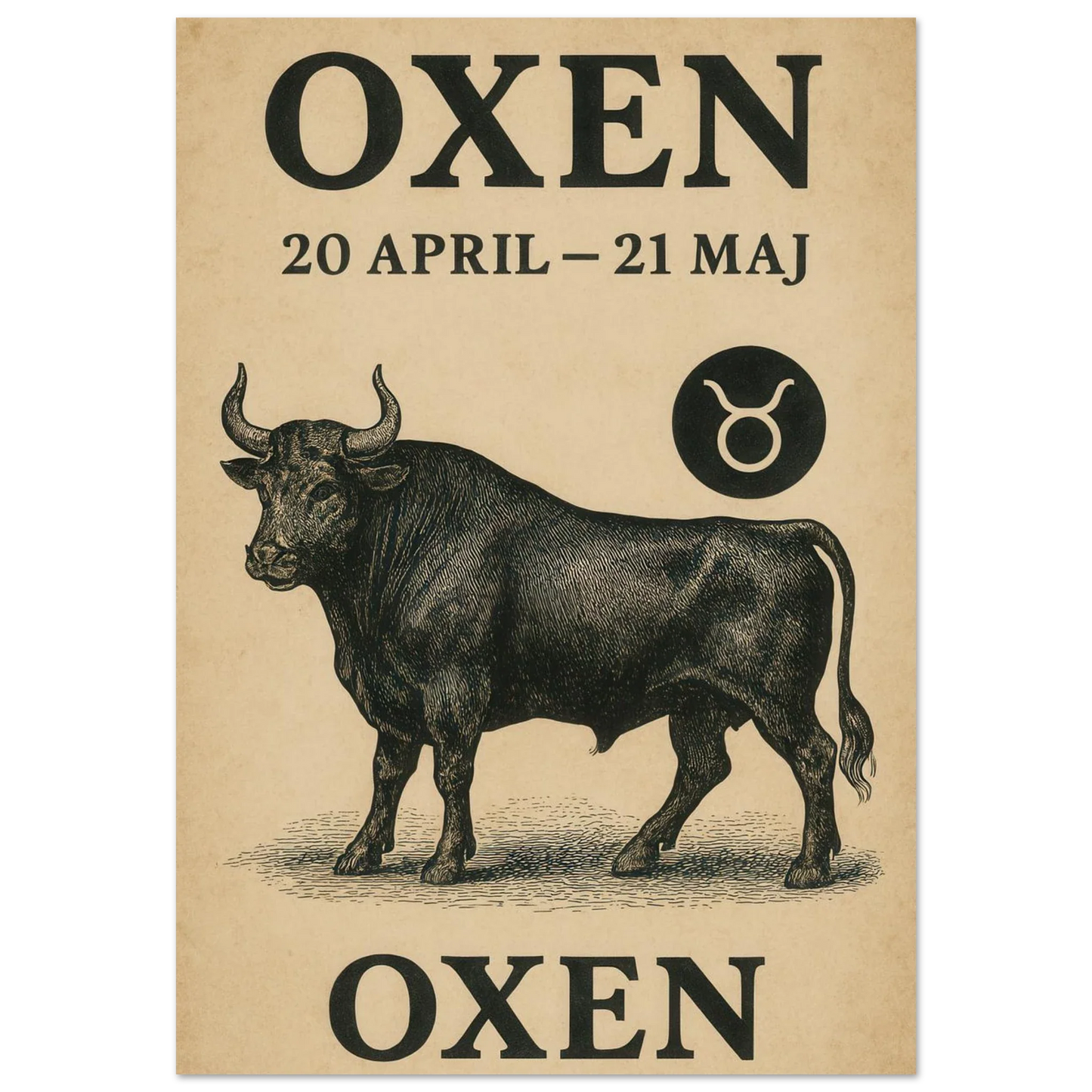 Taurus Zodiac Sign Art Print | Vintage Horoscope Poster for April-May Birthdays