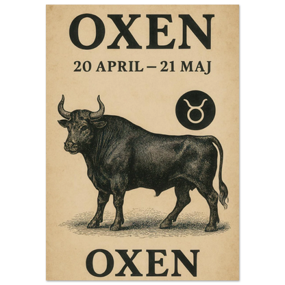 Taurus Zodiac Sign Art Print | Vintage Horoscope Poster for April-May Birthdays