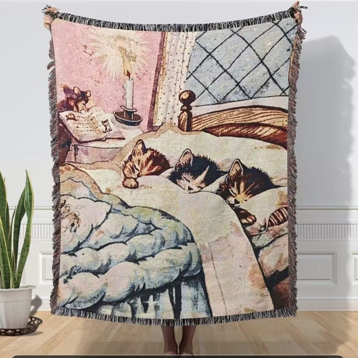 Illustrated Woven Throw Blanket