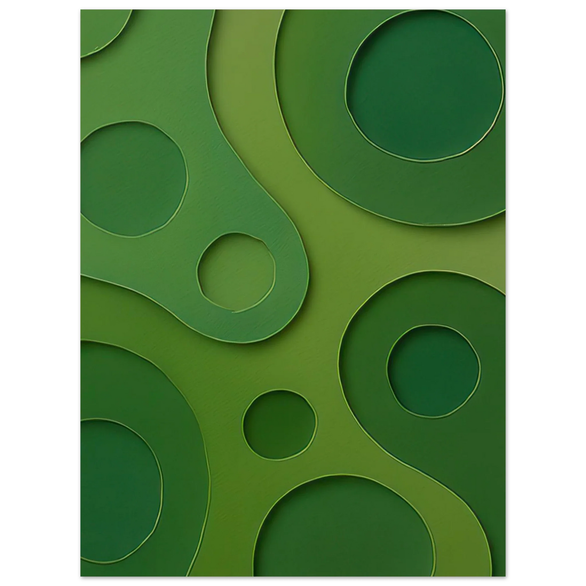 Abstract Organic Green Shapes Art Print | Minimalist Layered Nature-Inspired Wall Art in Various Sizes