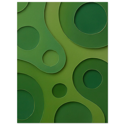 Abstract Organic Green Shapes Art Print | Minimalist Layered Nature-Inspired Wall Art in Various Sizes
