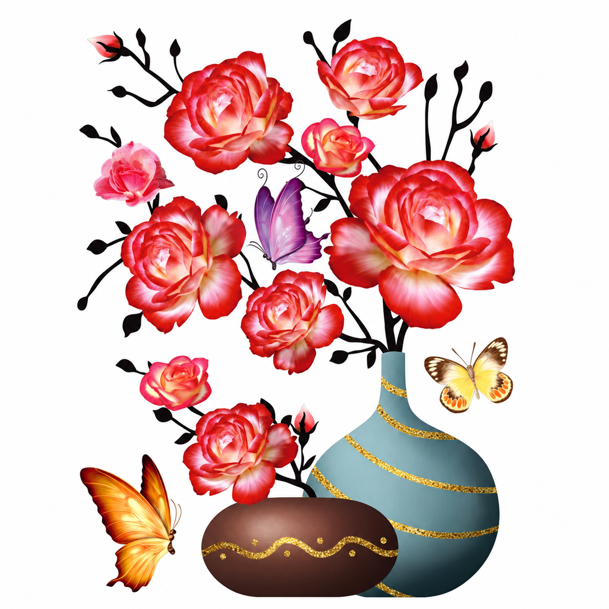 Floral Vase Wall Decal