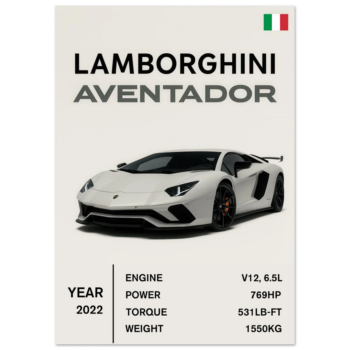 Lamborghini Aventador Modern Bilaffisch - Lyxig Superbil Konstavla